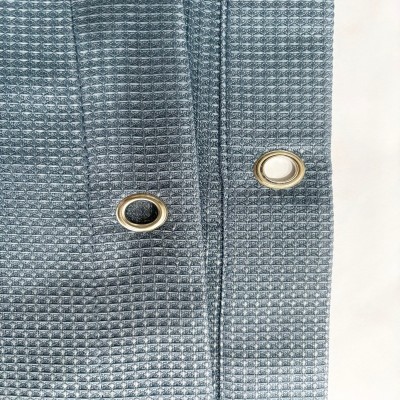 Blue Jacquard Shower Curtain Waterproof Textured Solid Color Polyester Waffle Weave Bathroom Curtains