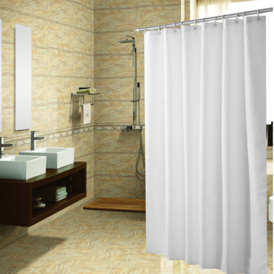 Newest Machine Washable Fabric Bathroom Curtain Plain Dyed Waterproof Shower Curtain Thick Soft Polyester Bathtub Curtain