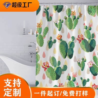 Customized cross-border AliExpress Amazon digital printing shower curtain waterproof polyester shower curtain production and wholesale