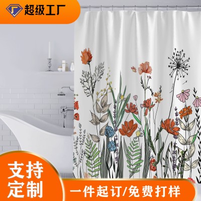 Customized cross-border AliExpress Amazon digital printing shower curtain waterproof polyester shower curtain production and wholesale
