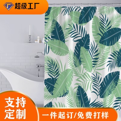 Customized cross-border AliExpress Amazon digital printing shower curtain waterproof polyester shower curtain production and wholesale