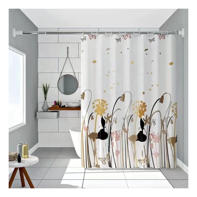 CF PEVA Printed Factory Waterproof EVA Shower Curtains Quick Dry Fabric Bathroom Plastic Shower- Curtain 72x72inch With Hooks