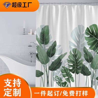 Customized cross-border AliExpress Amazon digital printing shower curtain waterproof polyester shower curtain production and wholesale