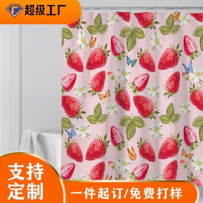 Customized cross-border AliExpress Amazon digital printing shower curtain waterproof polyester shower curtain production and wholesale