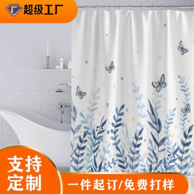 Customized cross-border AliExpress Amazon digital printing shower curtain waterproof polyester shower curtain production and wholesale