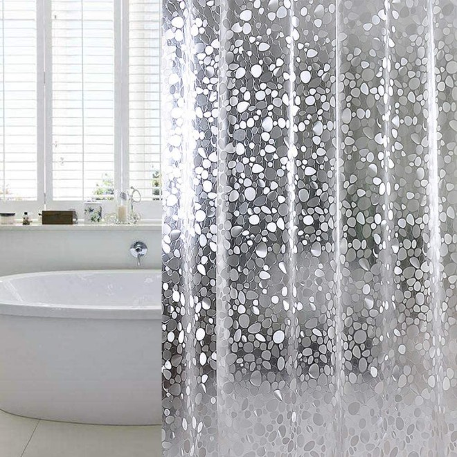 Hot Selling Thin EVA Waterproof Environmental Pebble Plastic Shower Curtain Environmental