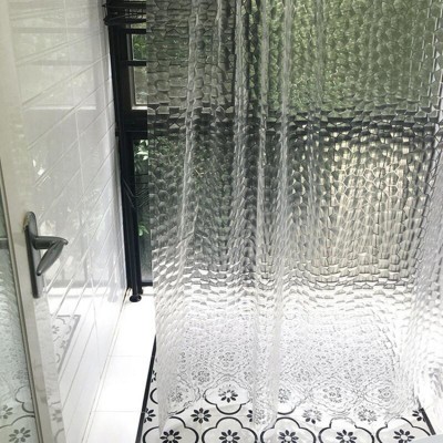 Anti-Microbial Digital Printing Eva Shower Curtain Liner Clear Embossed 3d Waterproof Transparent PEVA Shower Curtains