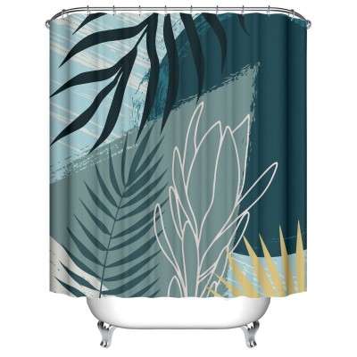 Hot Selling and Popular Green Plants Pattern Waterproof  Polyester Shower Curtain 180x180cm, Wholesale Can Be Customize Patterns