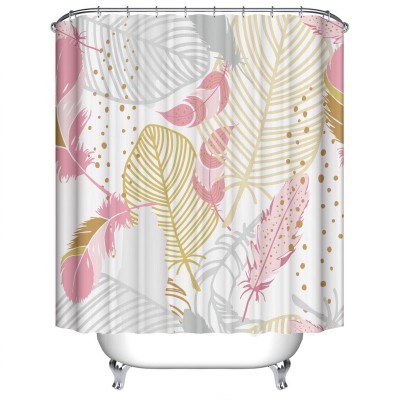 Hot Selling and Popular Green Plants Pattern Waterproof  Polyester Shower Curtain 180x180cm, Wholesale Can Be Customize Patterns