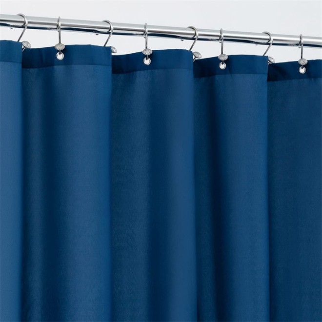 Newest Machine Washable Fabric Bathroom Curtain Plain Dyed Waterproof Shower Curtain Thick Soft Polyester Bathtub Curtain