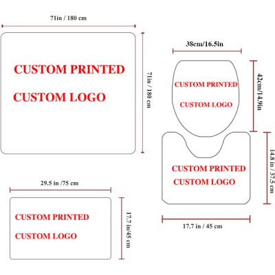 OEM Design Waterproof Shower Curtain Printed and Bath Rug 4 Pcs Set Custom Shower Curtain Set