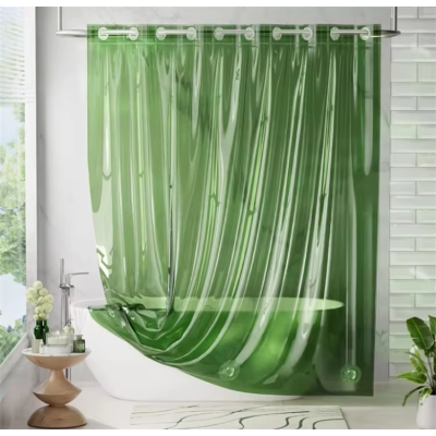 Luxury Heavy Duty Clear Hookless 100% EVA Bathroom Weighted Plastic Shower Curtain