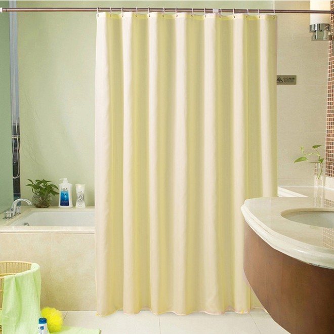 Beige Color European Single Plain Shower Curtain Waterproof Hotel High-End Bathroom Shower Curtain