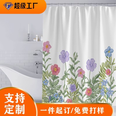 Customized cross-border AliExpress Amazon digital printing shower curtain waterproof polyester shower curtain production and wholesale