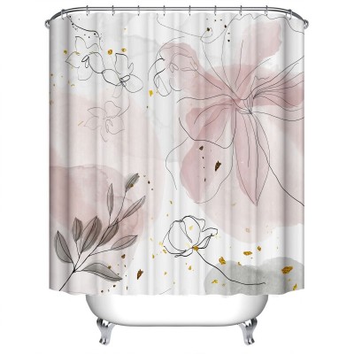 Hot Selling and Popular Green Plants Pattern Waterproof  Polyester Shower Curtain 180x180cm, Wholesale Can Be Customize Patterns