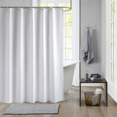 Newest Machine Washable Fabric Bathroom Curtain Plain Dyed Waterproof Shower Curtain Thick Soft Polyester Bathtub Curtain