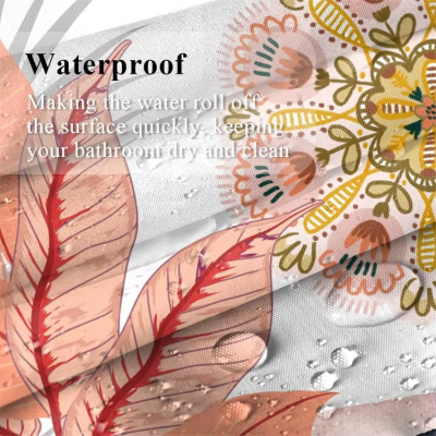 Boho Floral Printed Shower Curtain Tropical Flower Leaves Plant Modern Bathroom Curtain Waterproof Polyester Shower Curtains